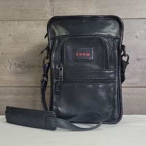 Mens Tumi Black Leather Crossbody Bag